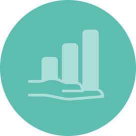 graph with hand icon