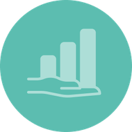 graph with hand icon