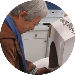 elderly person looking at the phone